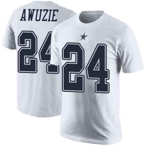 Men Dallas Cowboys White Chidobe Awuzie Rush Pride Name and Number #24 Nike NFL T Shirt->dallas cowboys->NFL Jersey